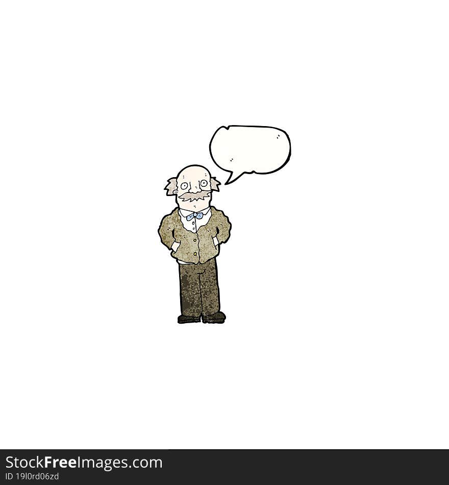 cartoon old man with speech bubble