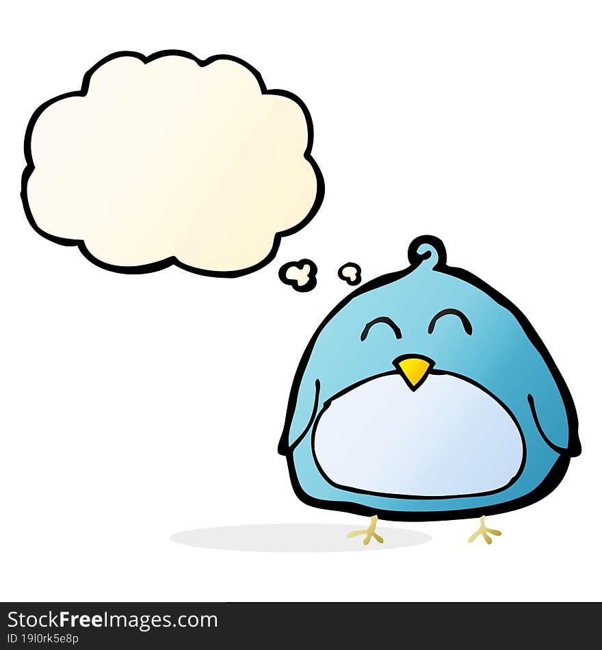 funny cartoon bird with thought bubble