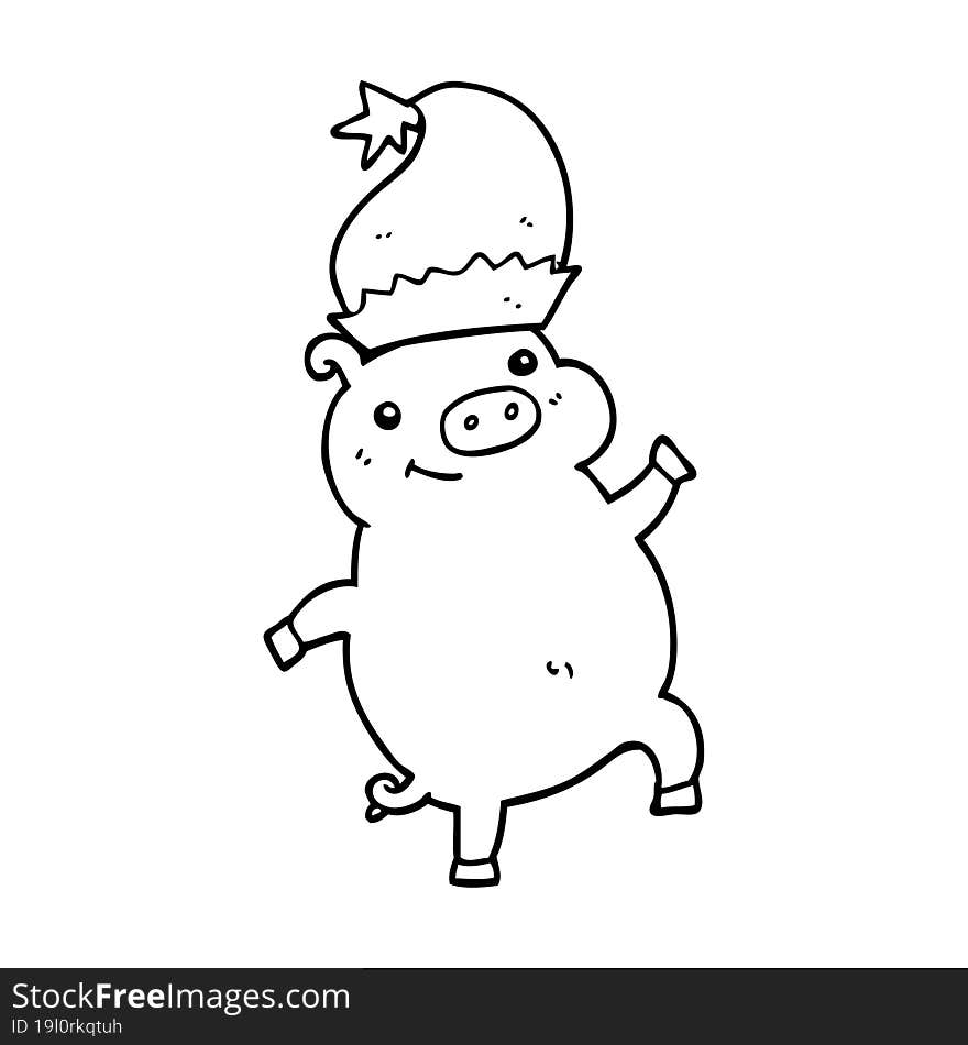 cartoon happy christmas pig