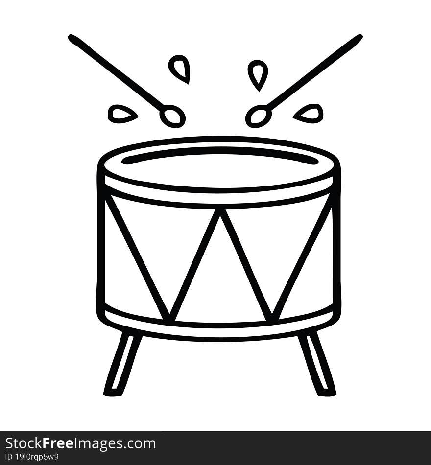 Line Drawing Cartoon Beating Drum