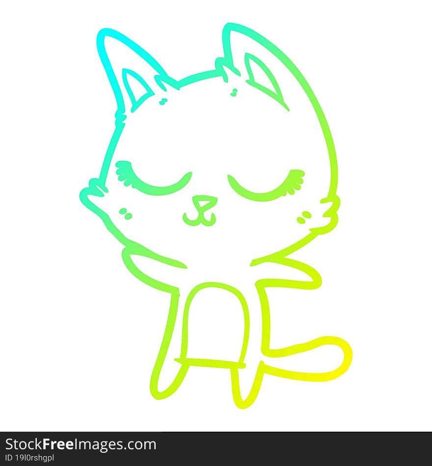 cold gradient line drawing calm cartoon cat