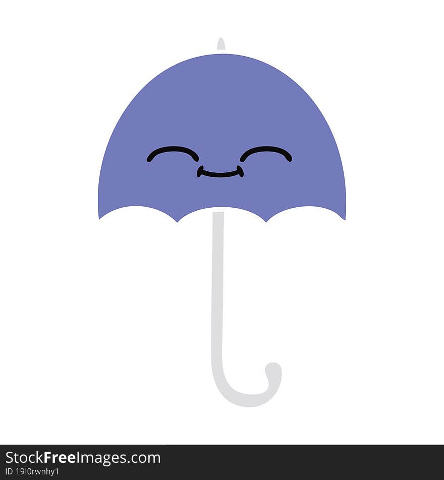 flat color retro cartoon umbrella