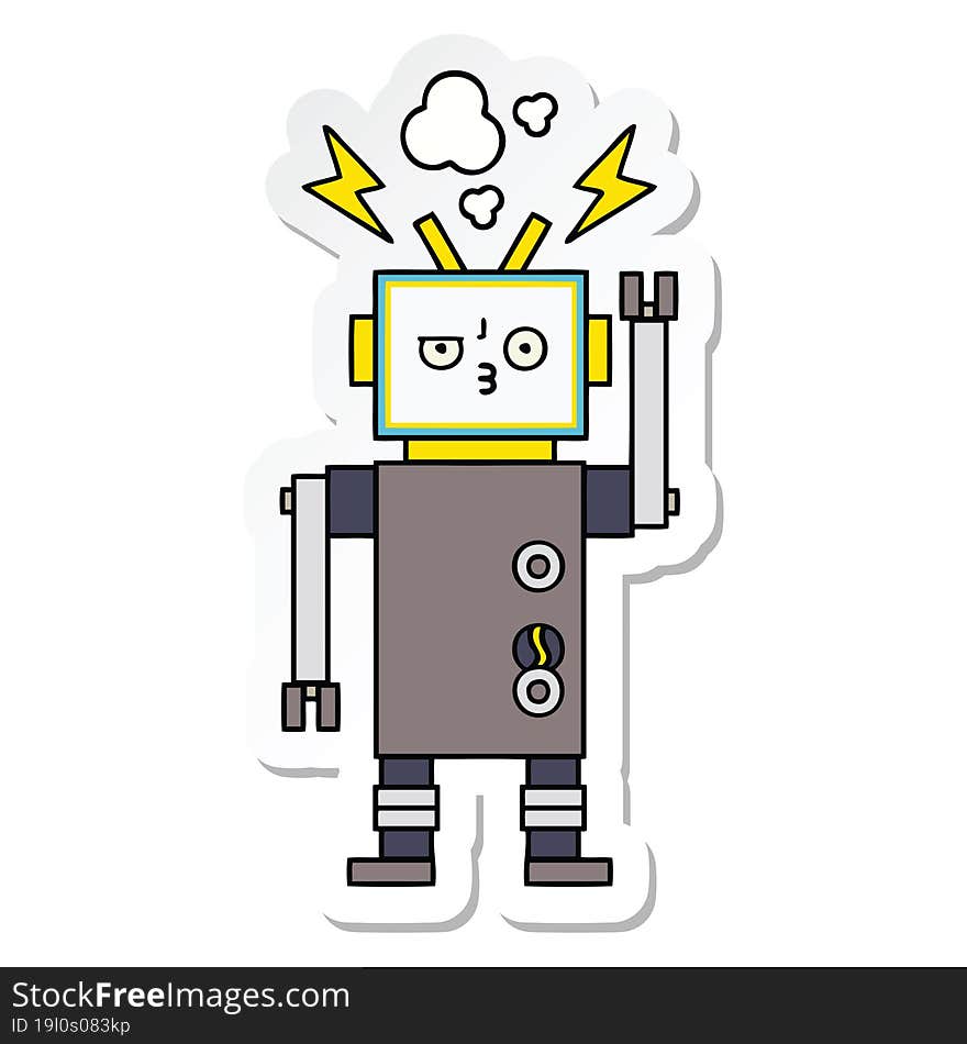 sticker of a cute cartoon robot