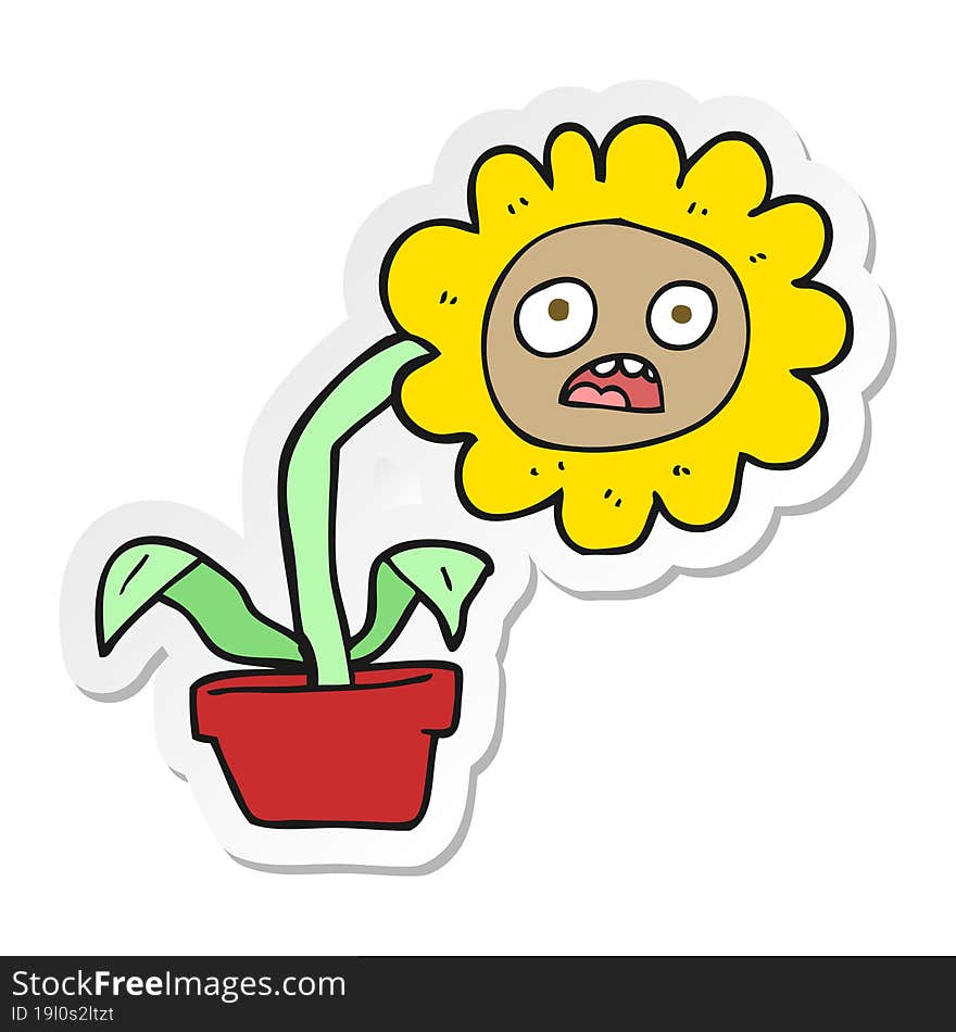 sticker of a cartoon sad flower