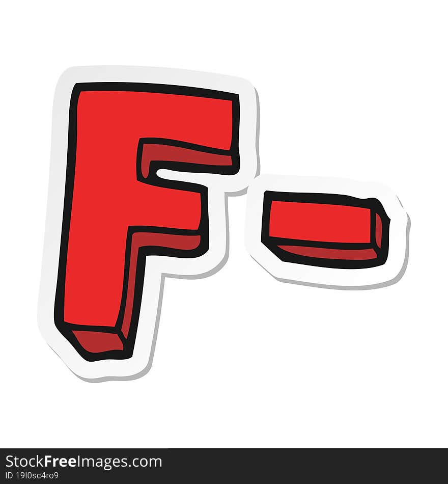 sticker of a cartoon F grade