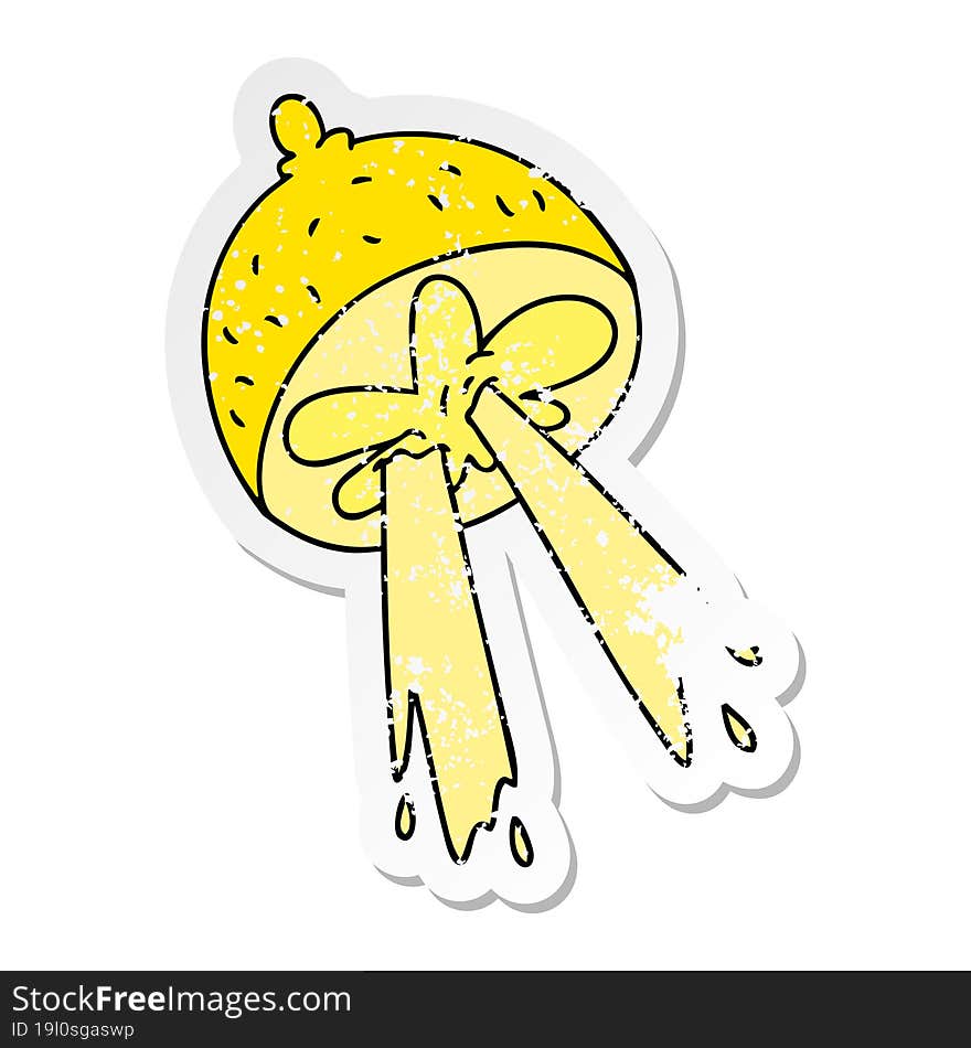 Distressed Sticker Of A Quirky Hand Drawn Cartoon Lemon