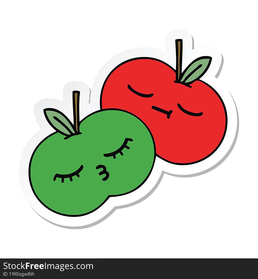 sticker of a cute cartoon apples