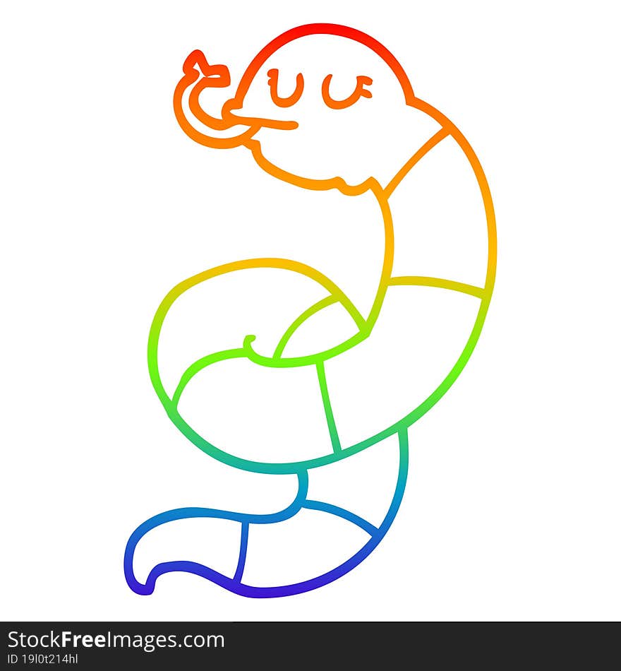 rainbow gradient line drawing cartoon snake coiled