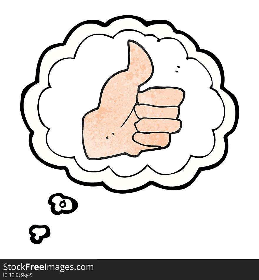 Thought Bubble Textured Cartoon Thumbs Up Symbol