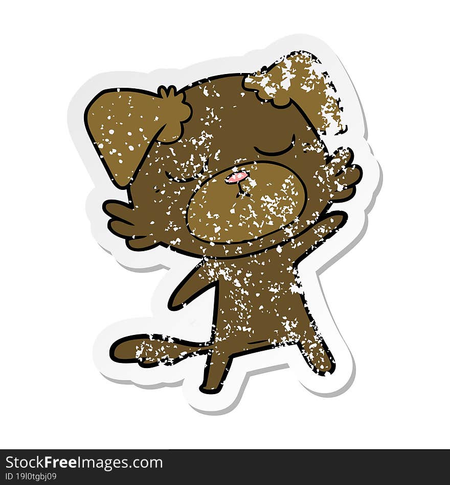 distressed sticker of a cute cartoon dog