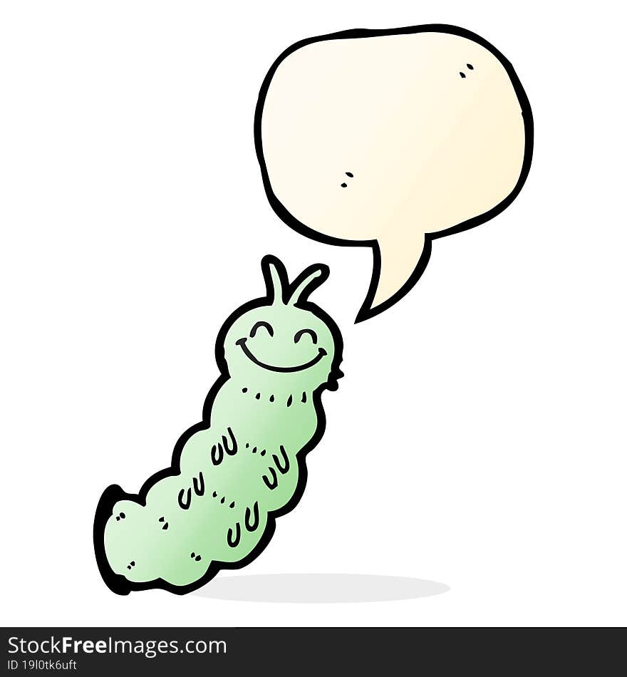 cartoon caterpillar with speech bubble