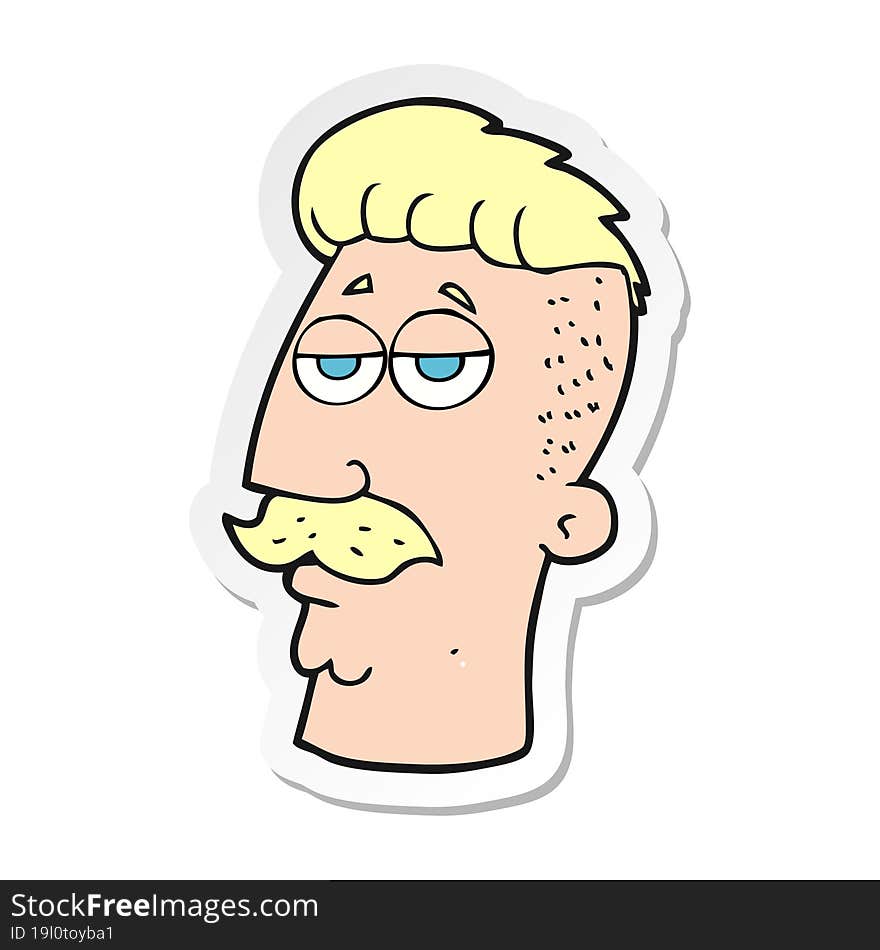 sticker of a cartoon man with hipster hair cut