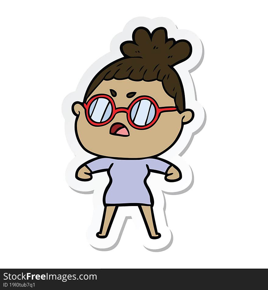 sticker of a cartoon annoyed woman