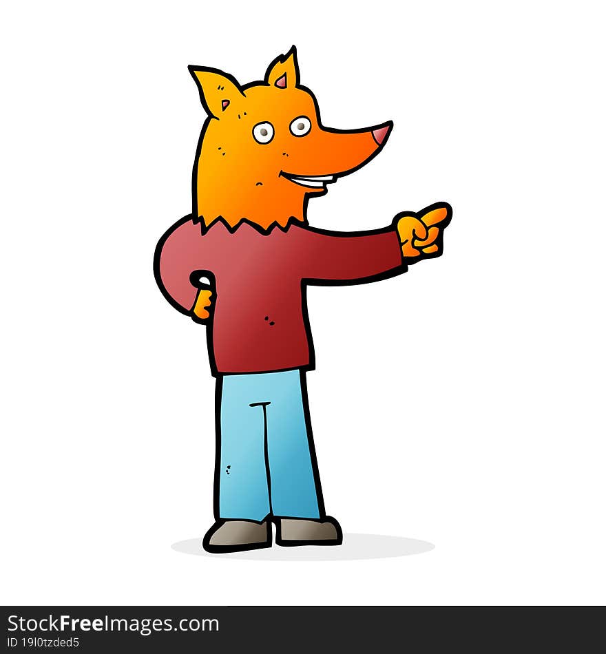 cartoon fox man pointing