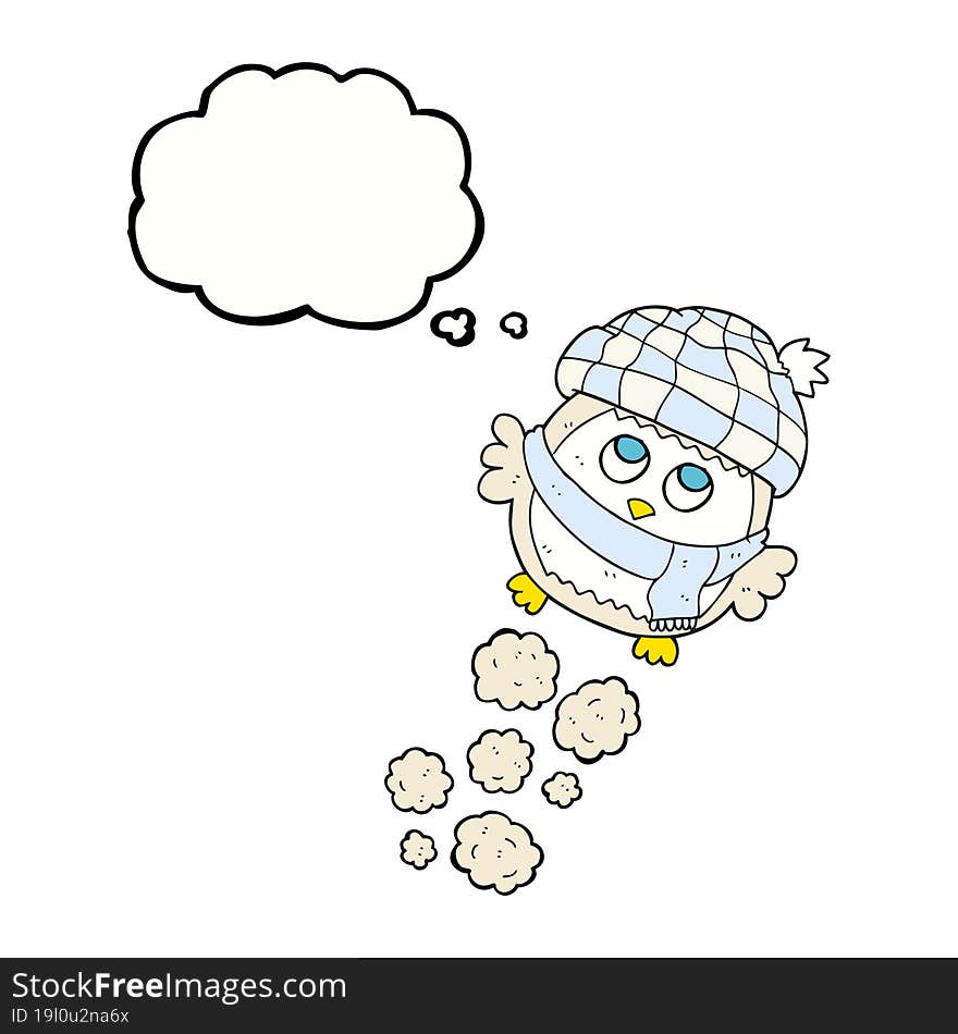 thought bubble cartoon cute little owl flying