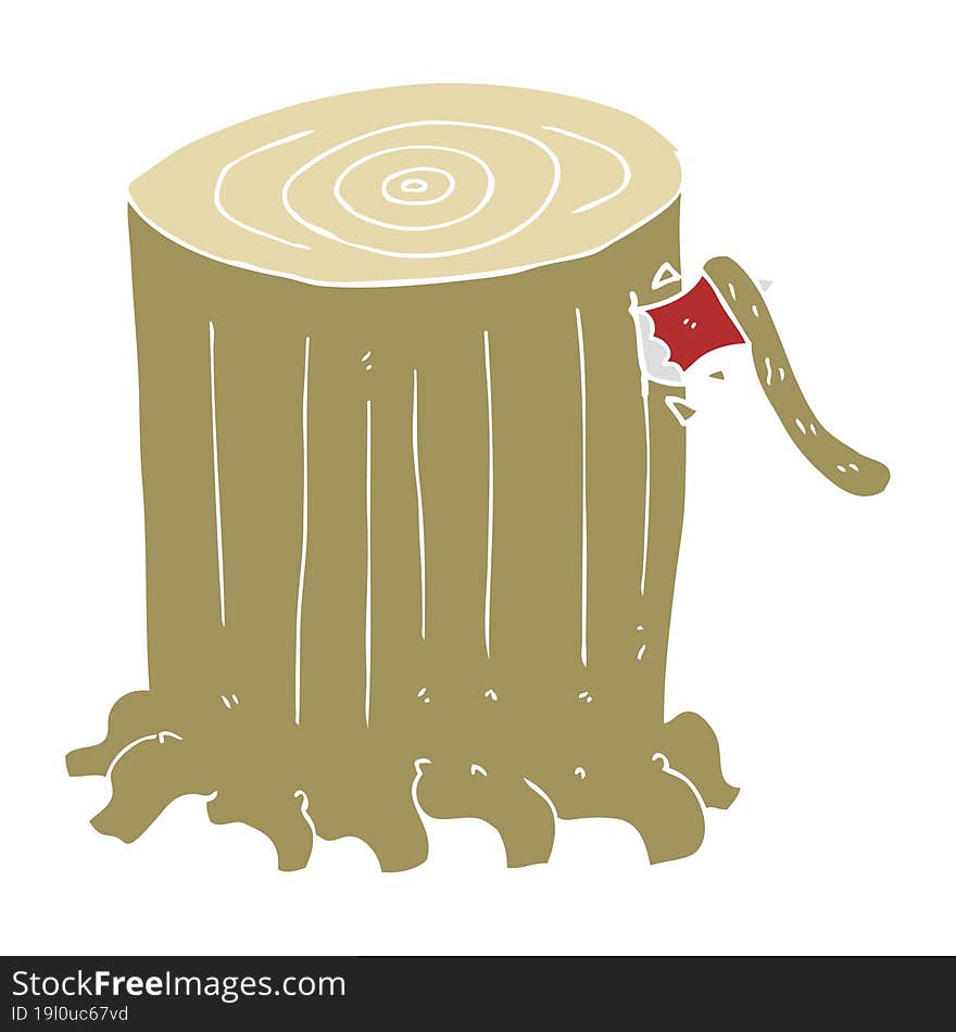 flat color illustration of a cartoon big tree stump