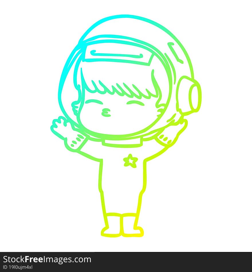 cold gradient line drawing cartoon curious astronaut