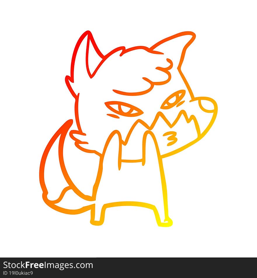 warm gradient line drawing clever cartoon fox