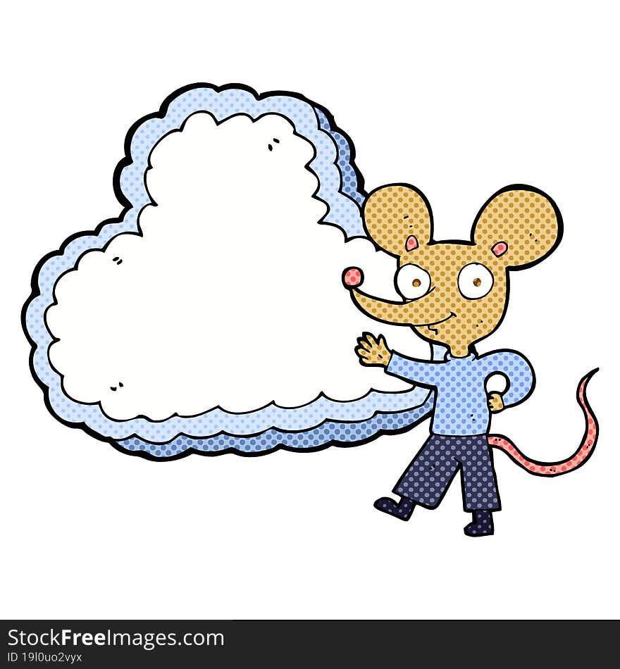 cartoon mouse with cloud text space