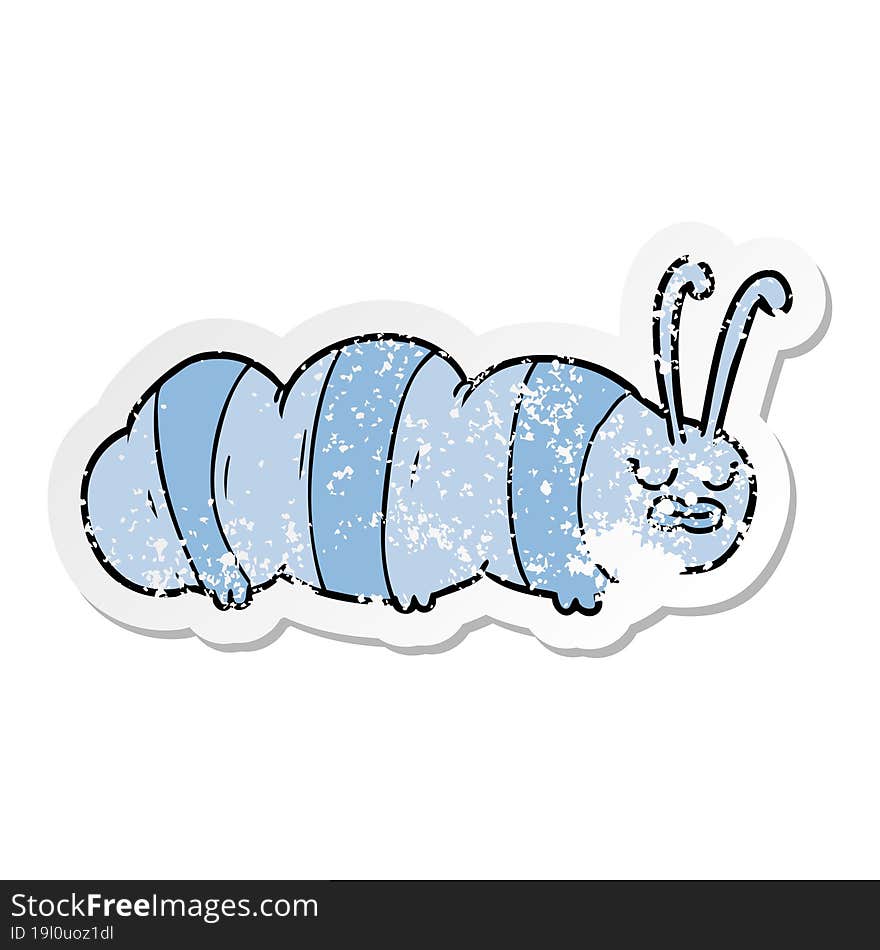 distressed sticker of a funny cartoon bug