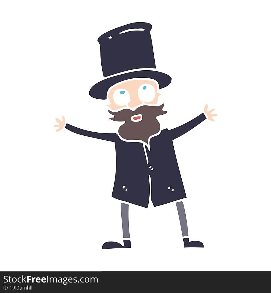 flat color illustration cartoon victorian man