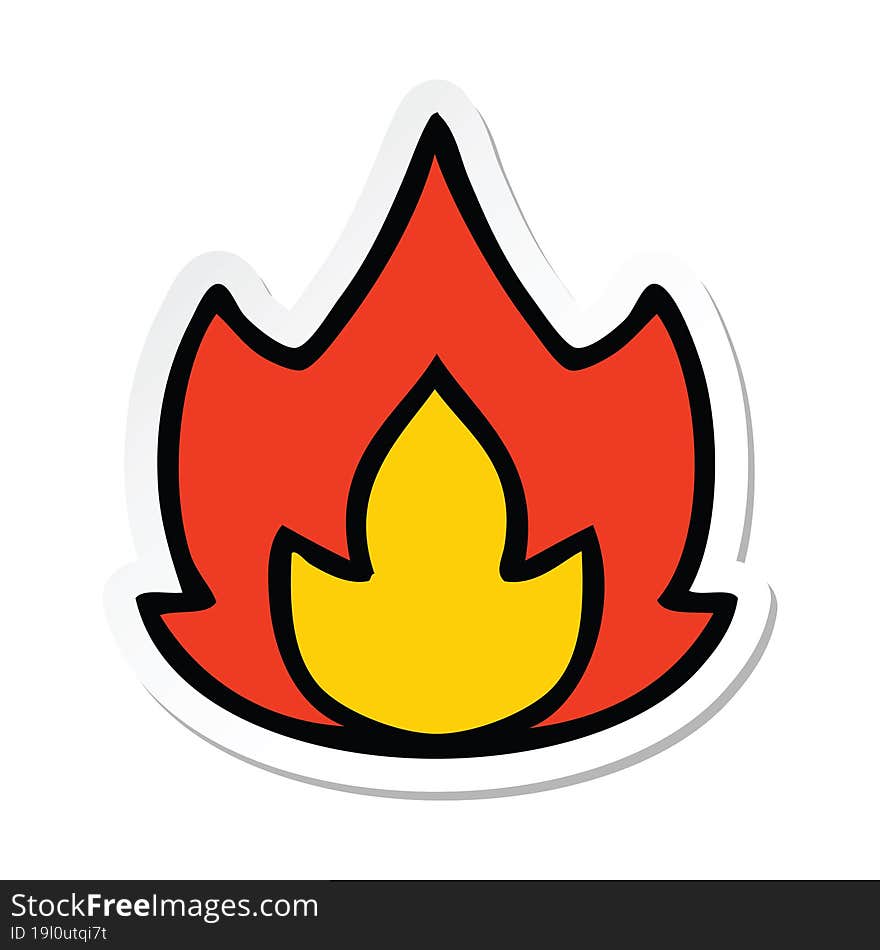 sticker of a cute cartoon fire