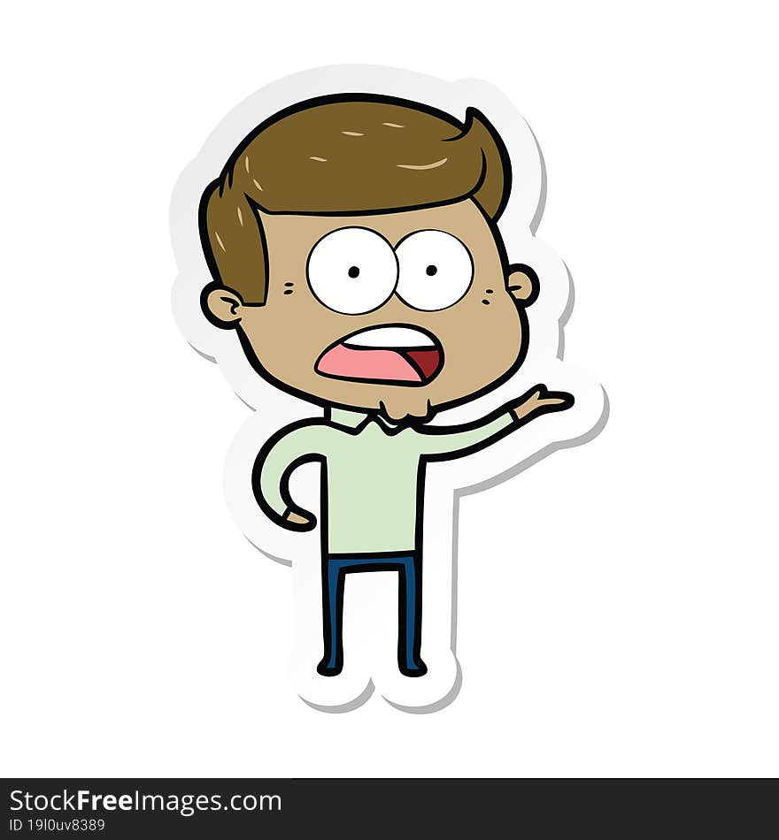 sticker of a cartoon shocked man