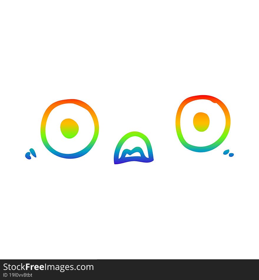 rainbow gradient line drawing cute cartoon face