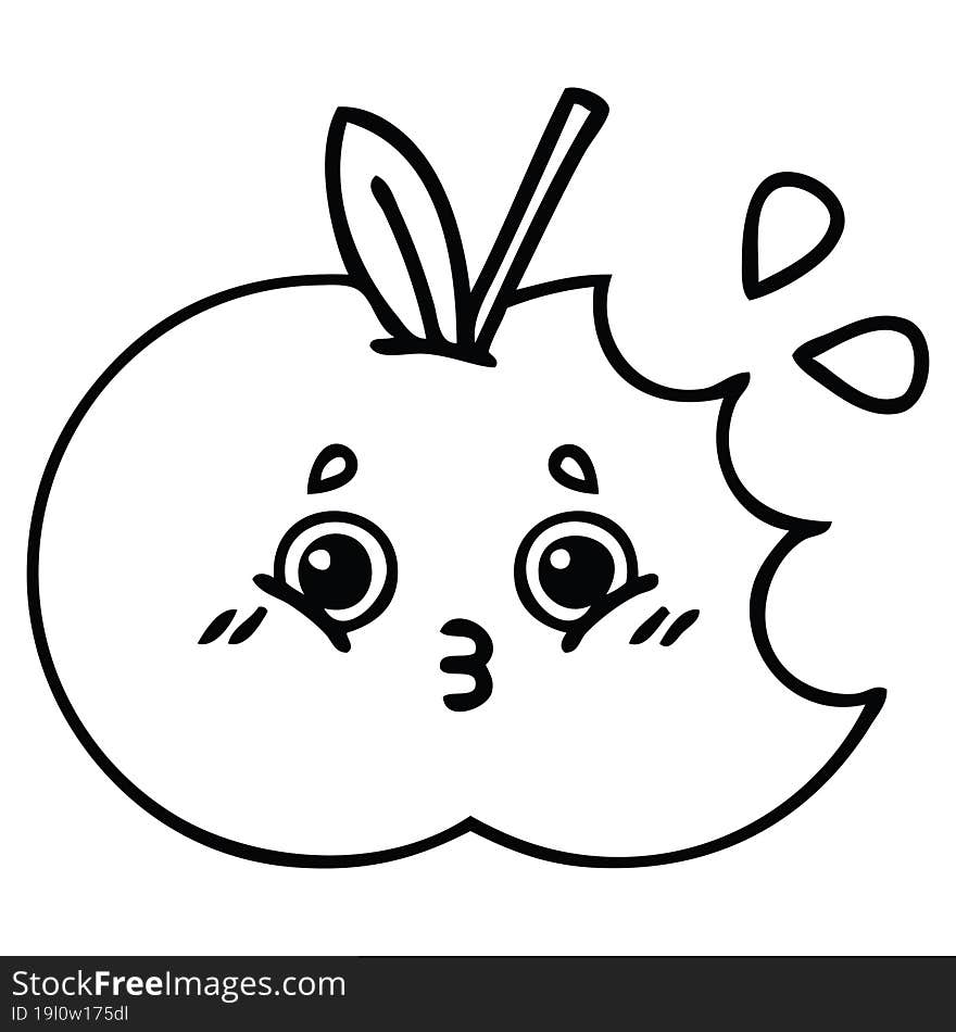 Line Drawing Cartoon Red Apple