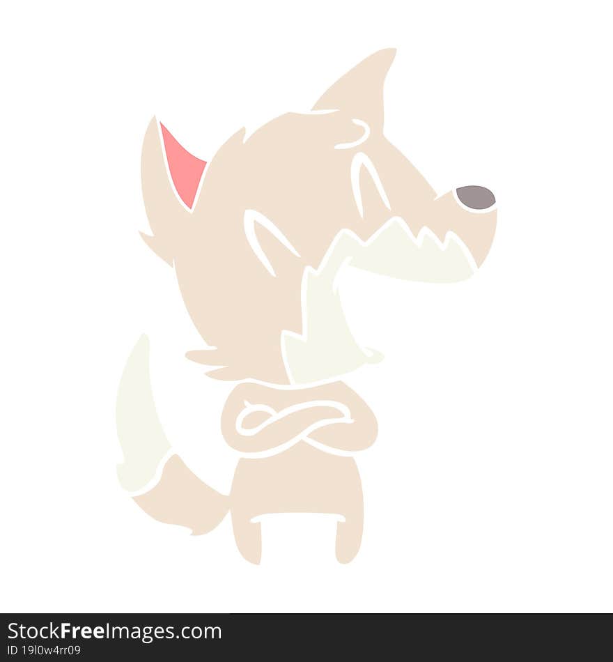 Laughing Fox Flat Color Style Cartoon