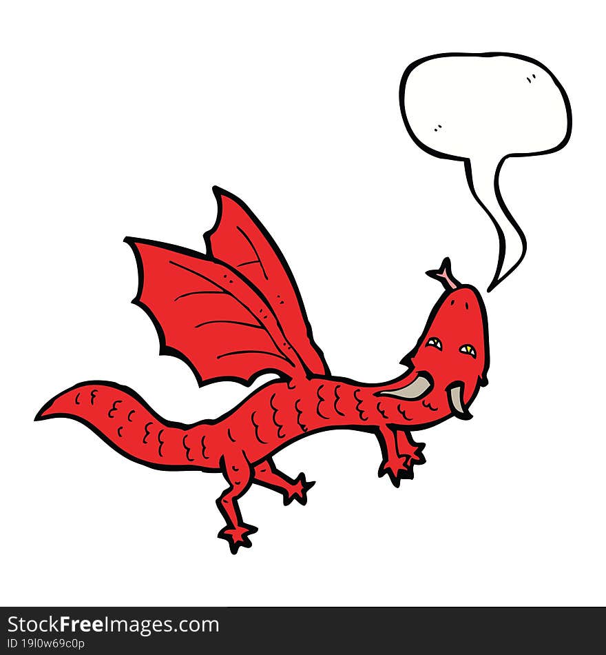 cartoon little dragon with speech bubble