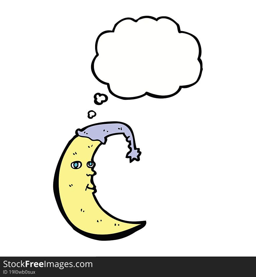 Sleepy Moon Cartoon With Thought Bubble