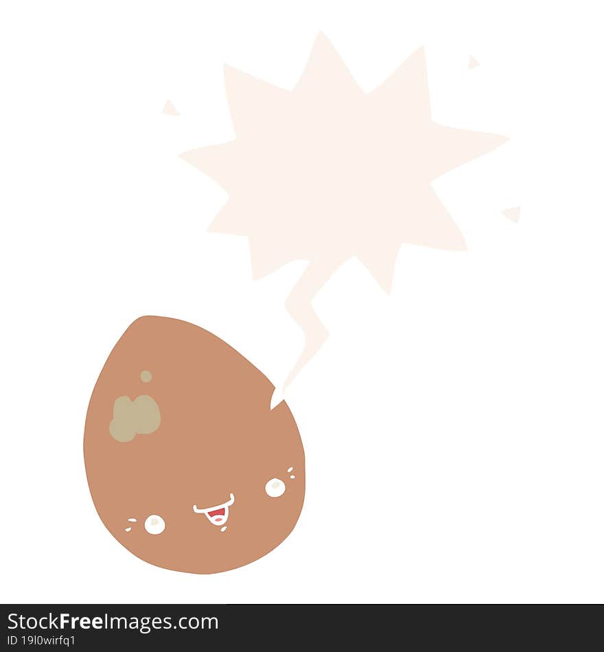 cartoon egg and speech bubble in retro style