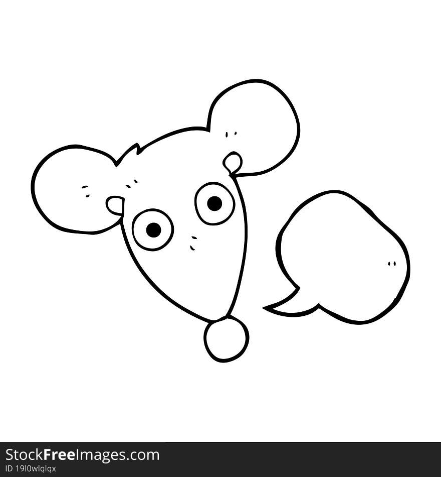 freehand drawn speech bubble cartoon mouse