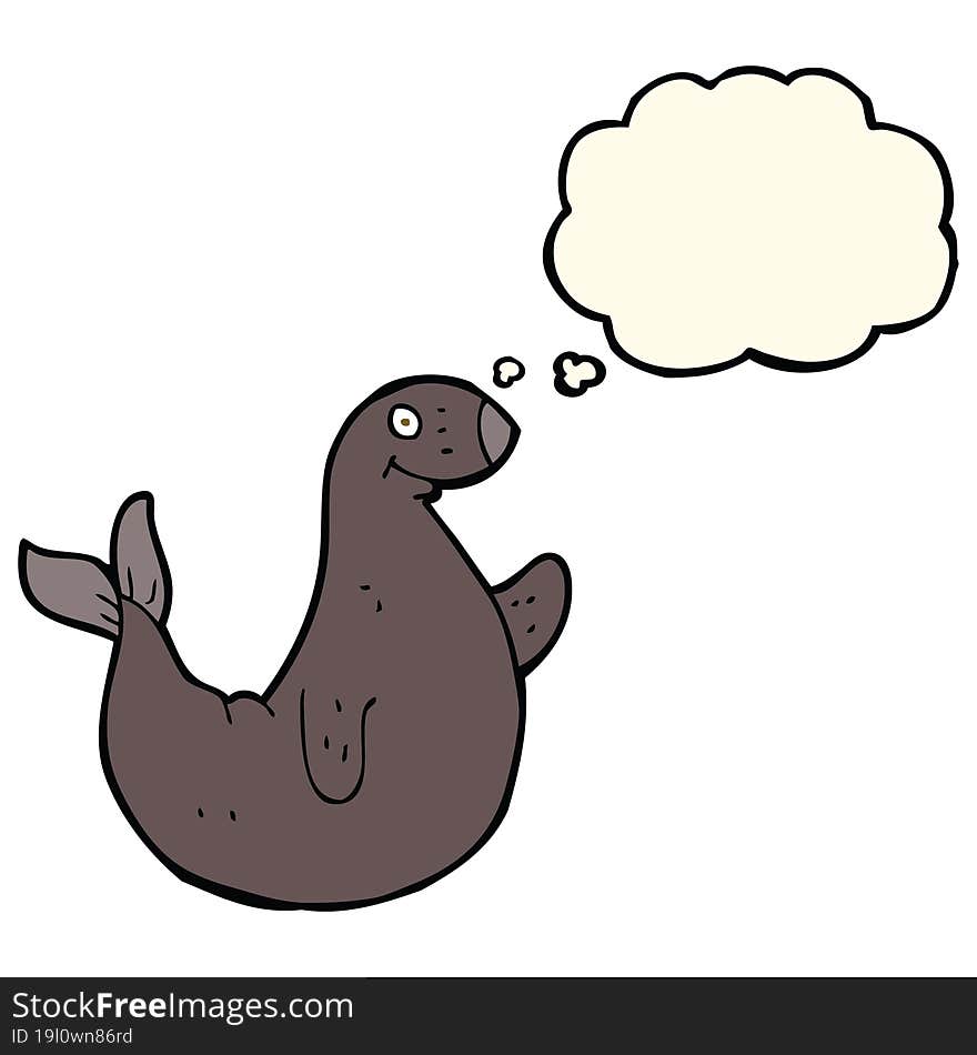 cartoon seal with thought bubble