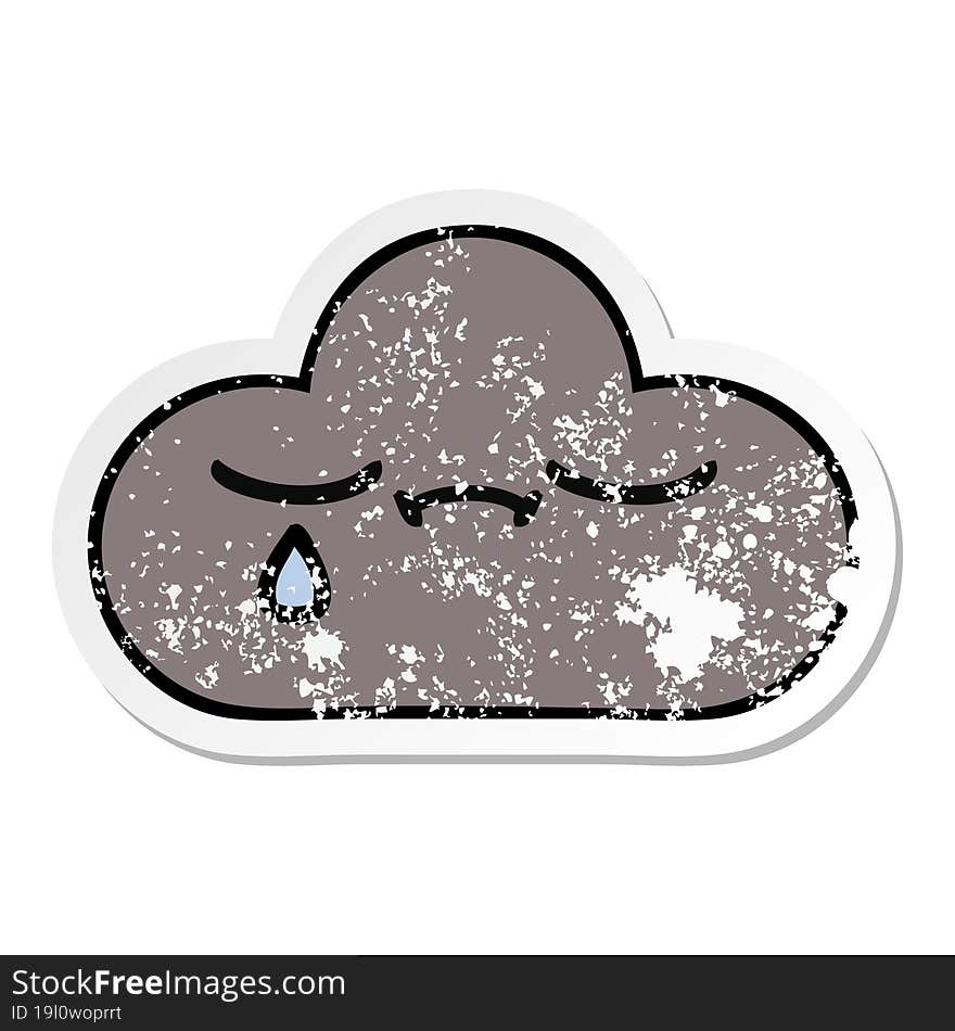 Distressed Sticker Of A Cute Cartoon Storm Cloud