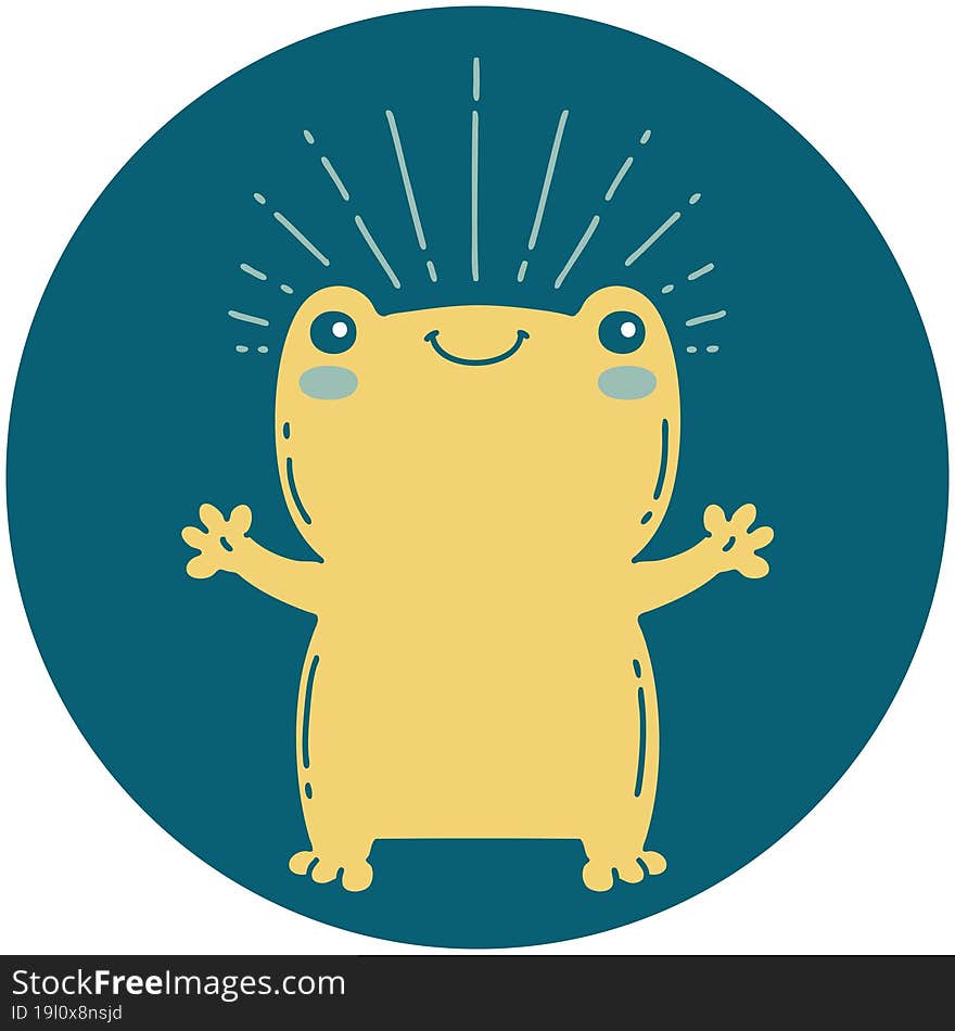 icon of tattoo style happy frog