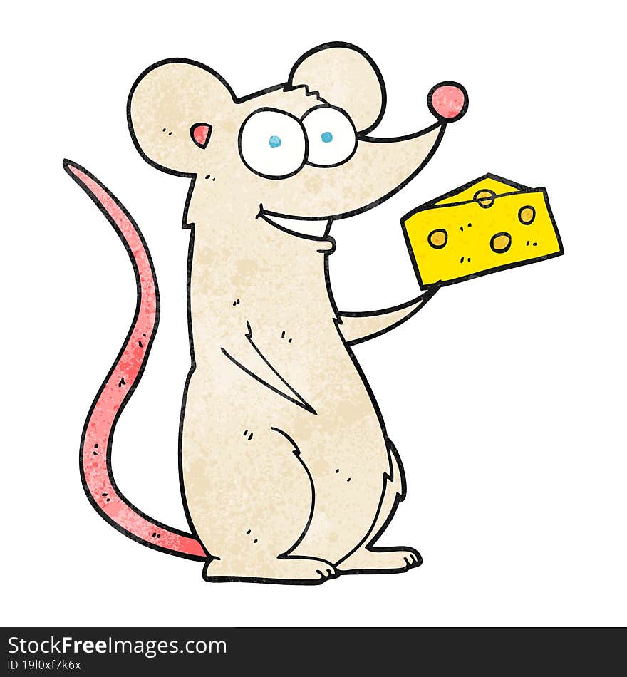 Textured Cartoon Mouse With Cheese