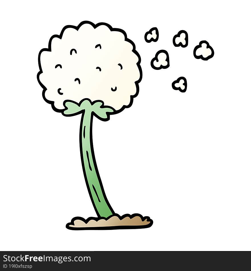 Vector Gradient Illustration Cartoon Dandelion Blowing In Wind