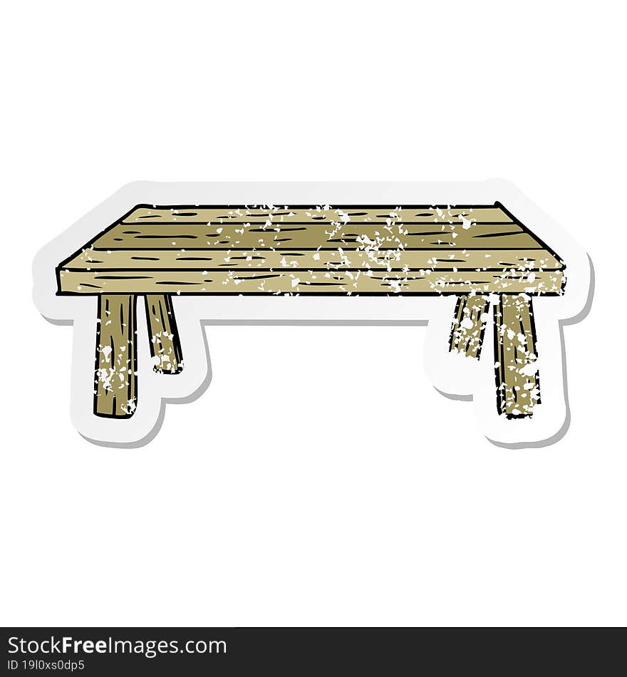 distressed sticker of a cartoon table