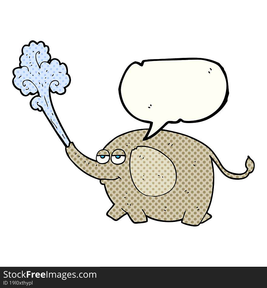 comic book speech bubble cartoon elephant squirting water