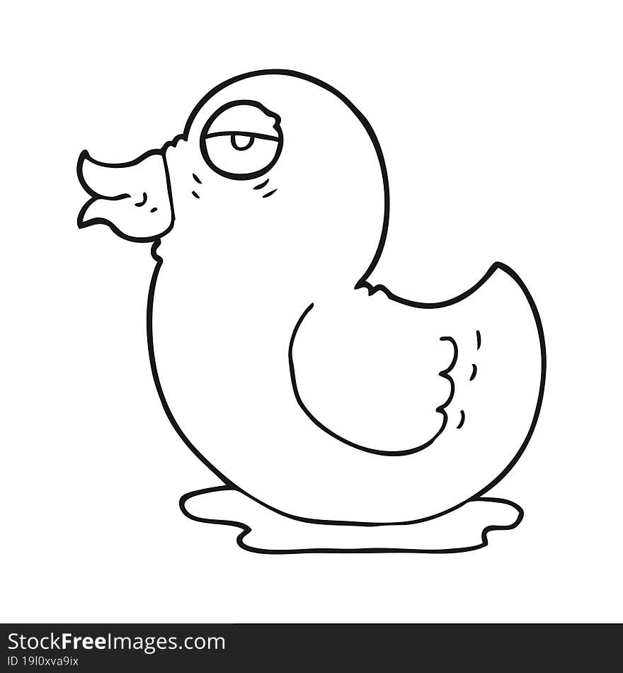 black and white cartoon rubber duck