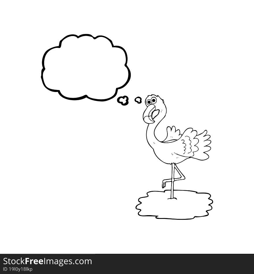 thought bubble cartoon flamingo