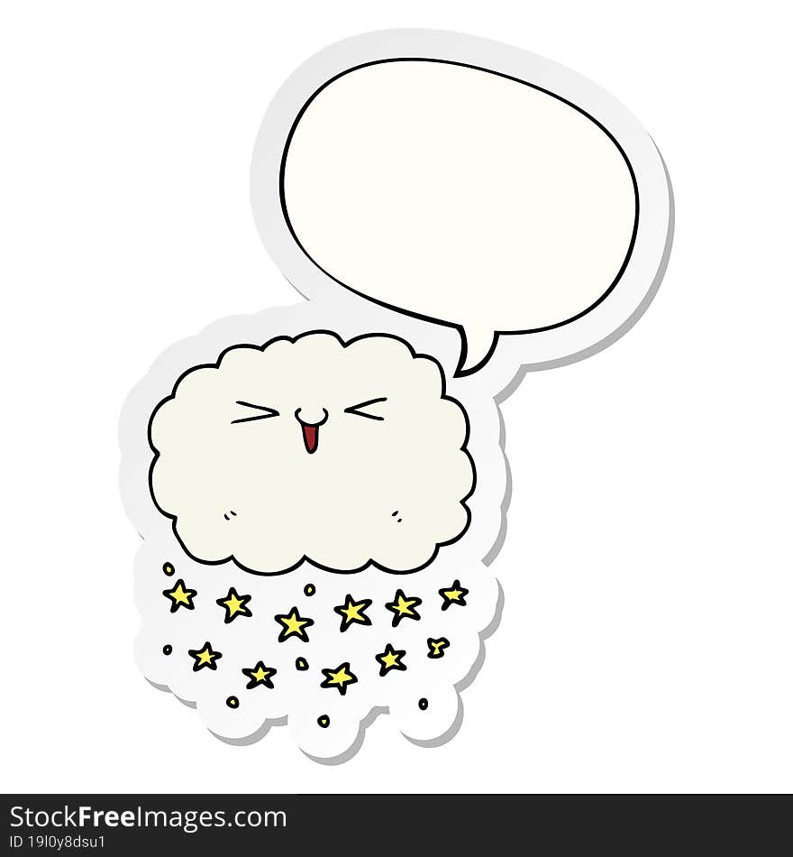 happy cartoon cloud and speech bubble sticker