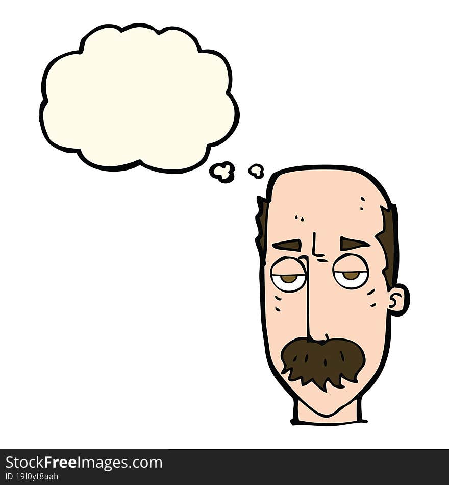 Cartoon Bored Old Man With Thought Bubble