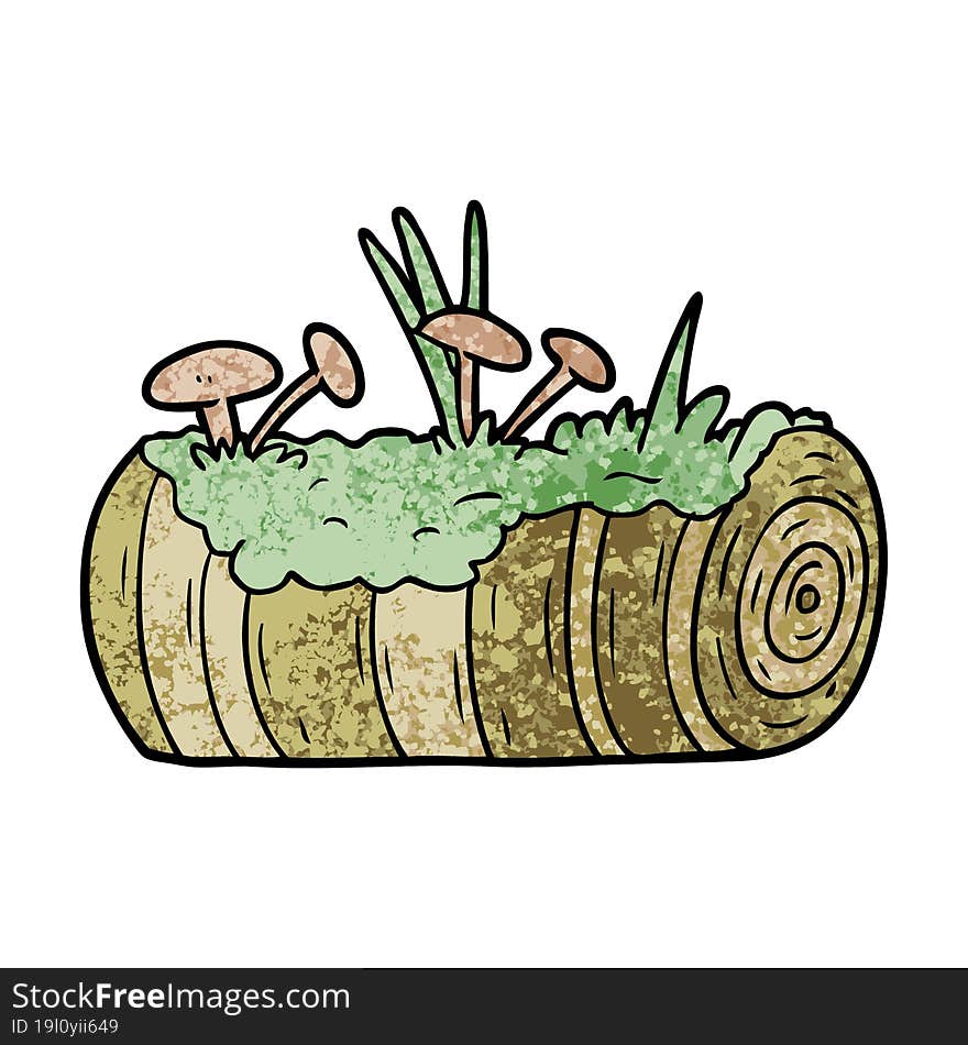 cartoon old log with mushrooms. cartoon old log with mushrooms