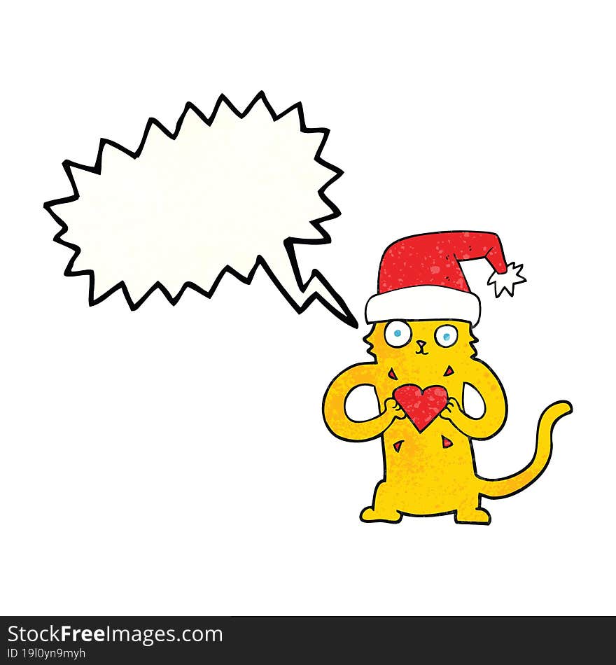 speech bubble textured cartoon cat loving christmas