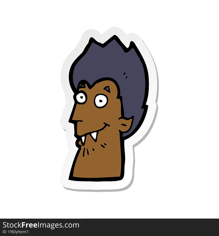 Sticker Of A Cartoon Vampire Head