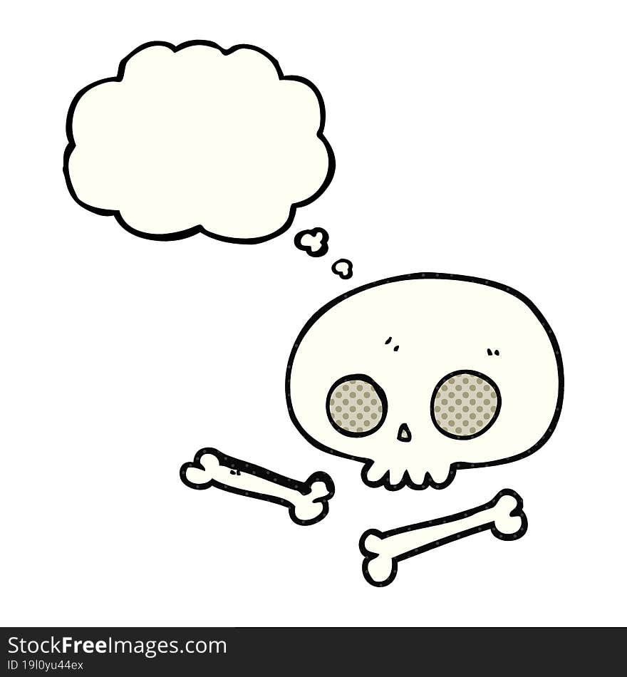 thought bubble cartoon skull and bones