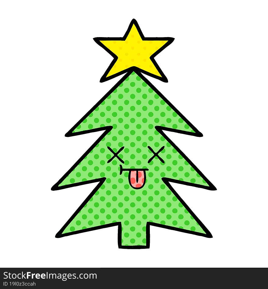 comic book style cartoon christmas tree